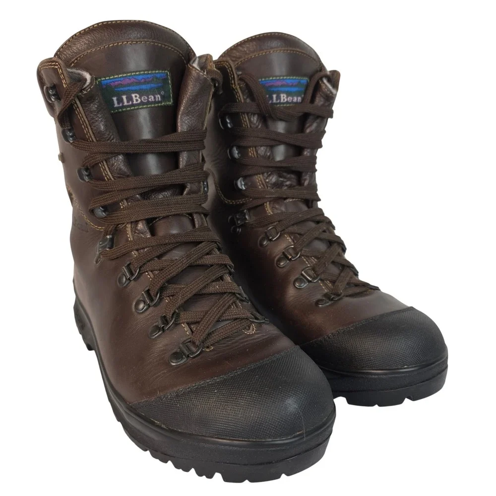 VTG LL Bean Cresta Hiking Boots Rare High Ankle Brown Leather Italy 8.5M 10L
